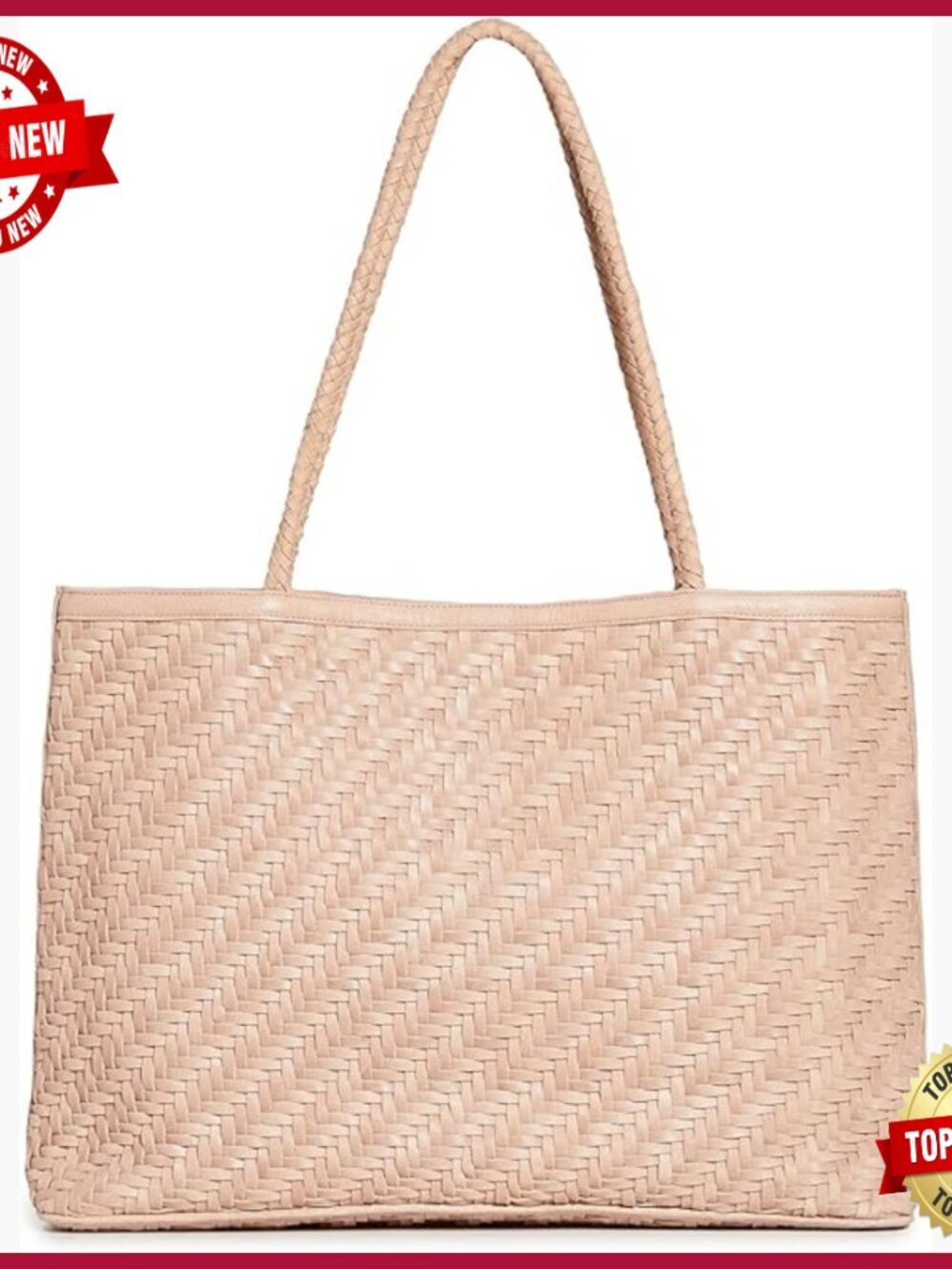 Large Leather Tote Bag with Braided Straps, Carryall for Everyday Use